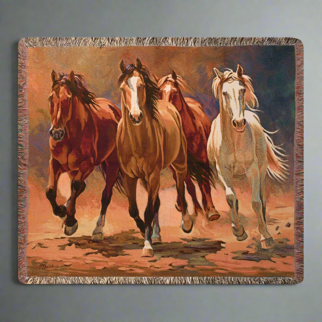 Hoofbeats & Heartbeats-60x50 Woven Tapestry Throw