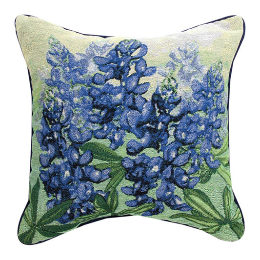 Blue Bonnet Tapestry Pillow 17"