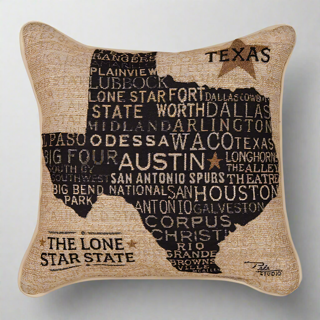USA Texas Pillow 17" Tapestry Pillow with Piping