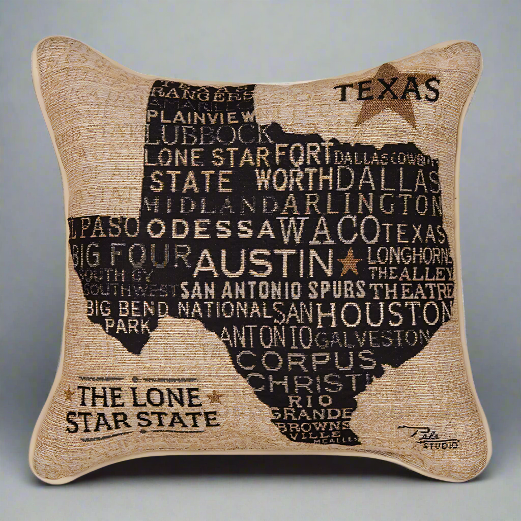 USA Texas Pillow 17" Tapestry Pillow with Piping