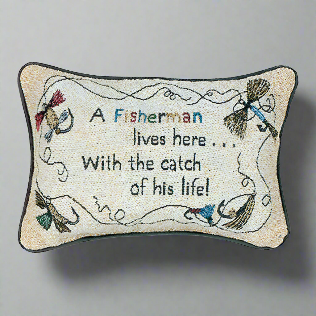 Throw Pillow - A Fisherman...His Life Word Pillow 12.5x8"