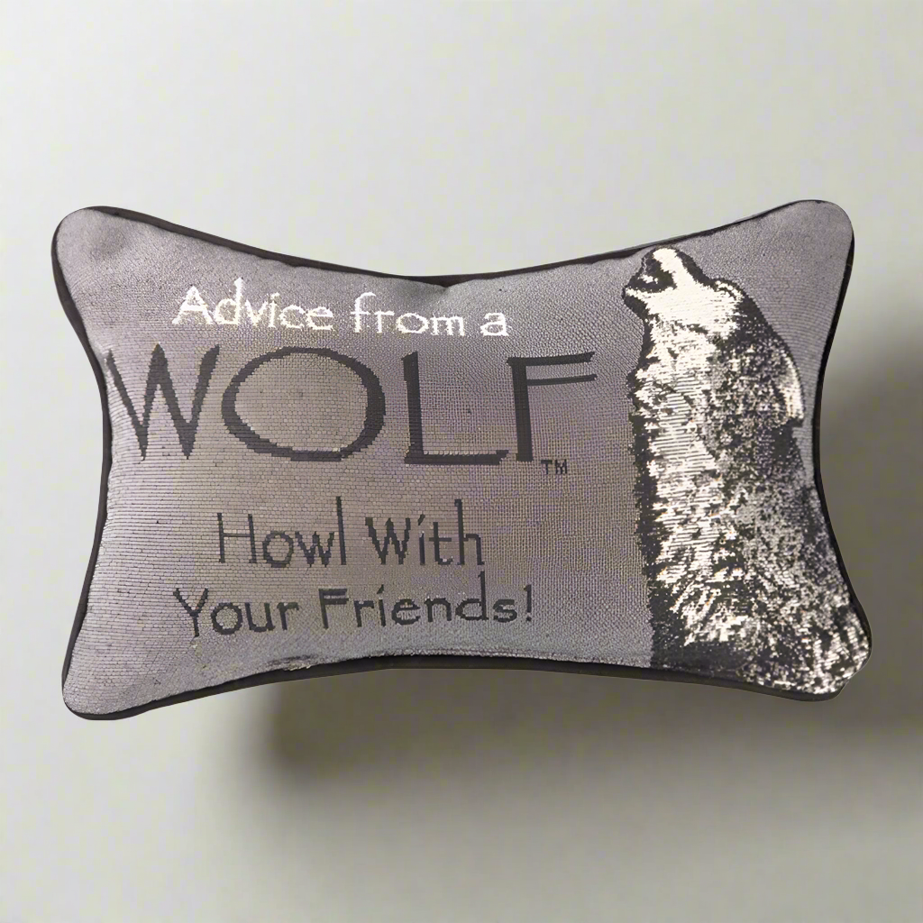 Advice From A Wolf Word Pillow 12.5x8"