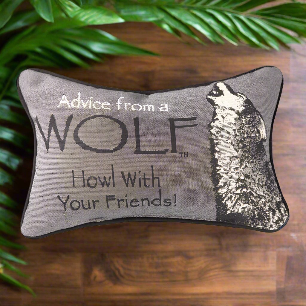 Advice From A Wolf Word Pillow 12.5x8"