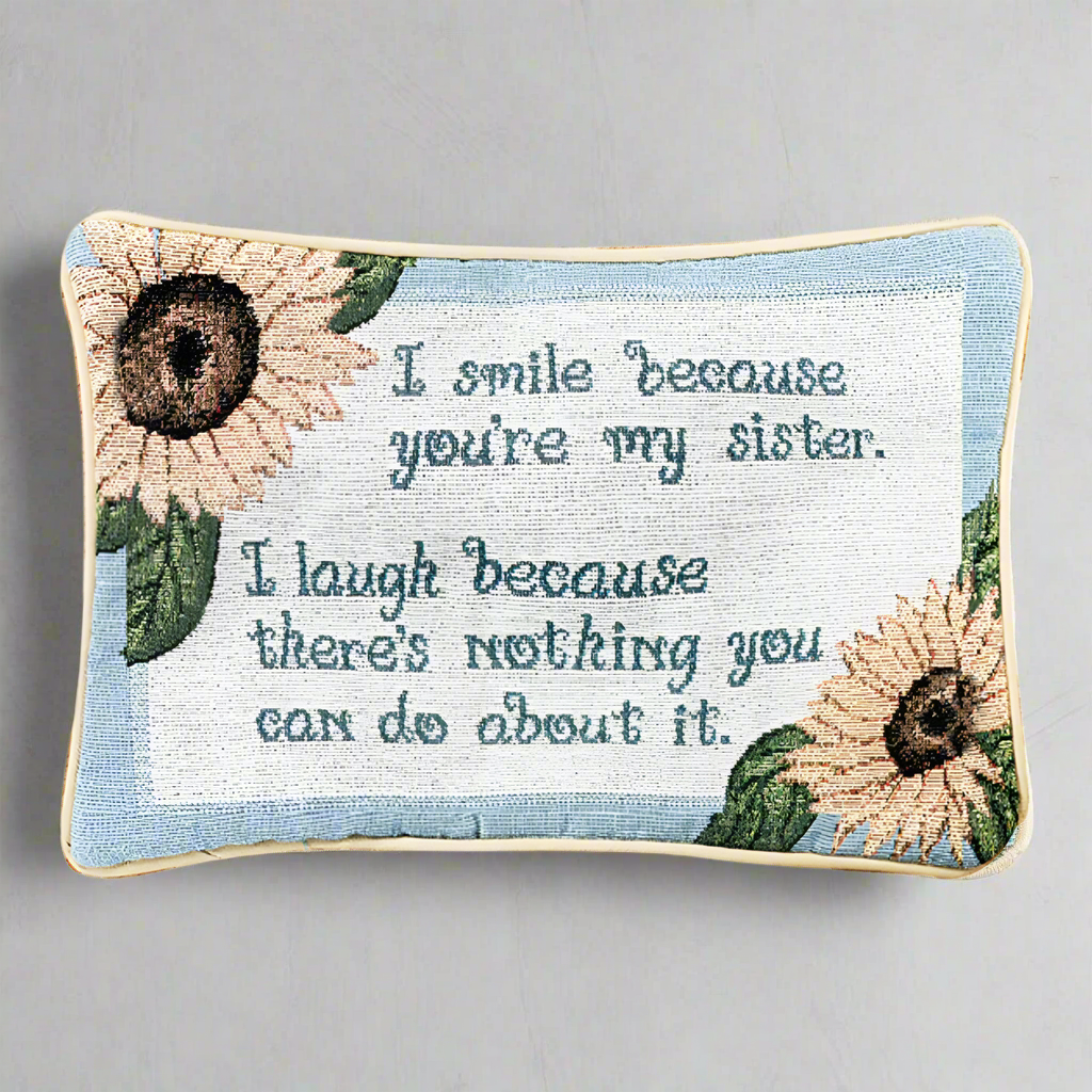 Smile Because... Word Pillow 12.5x8 inch Woven Pillow