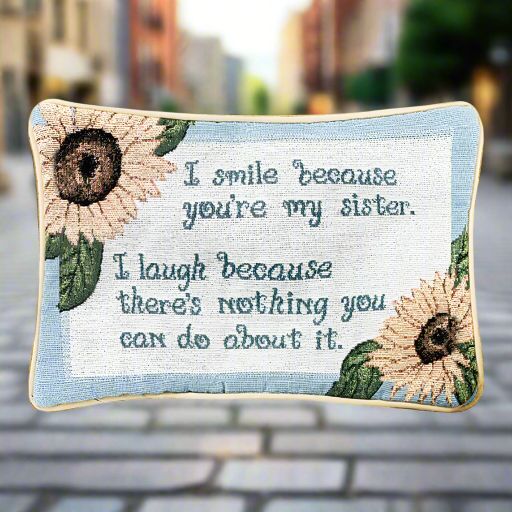 Smile Because... Word Pillow 12.5x8 inch Woven Pillow