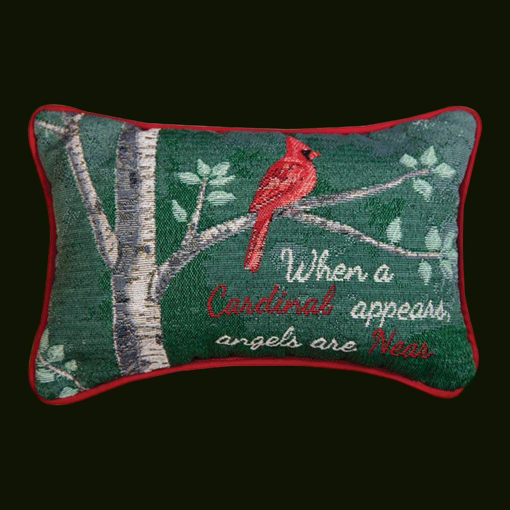 When A Cardinal Appears Word Pillow 12.5x8 inch Tapestry Pillow with Piping