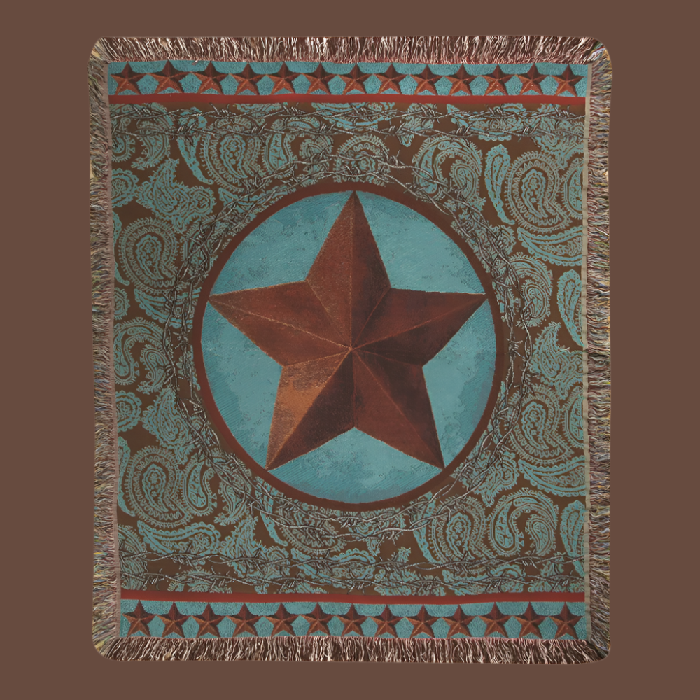 Western Star Red Tapestry Throw -50X60 Woven Throw