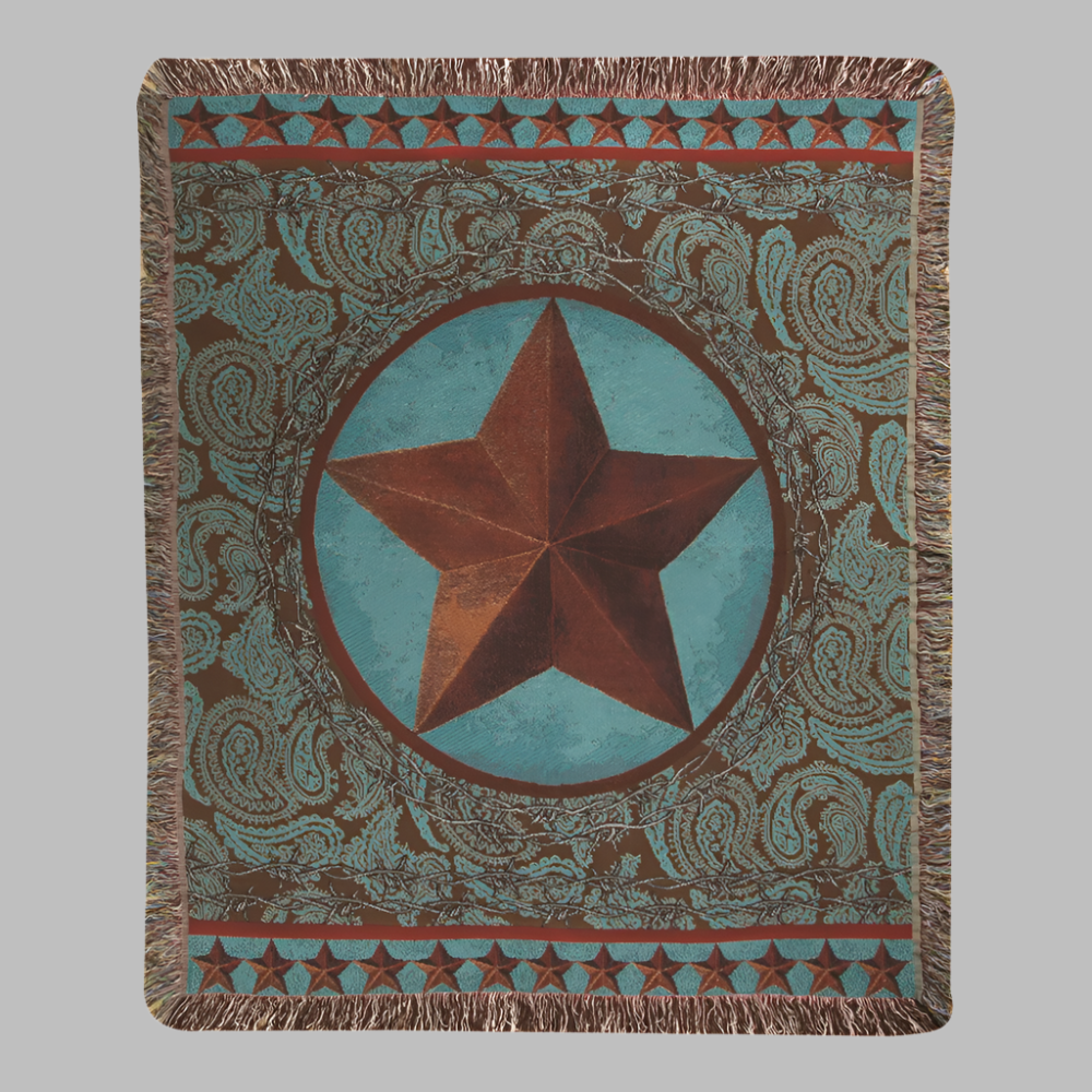 Western Star Red Tapestry Throw -50X60 Woven Throw