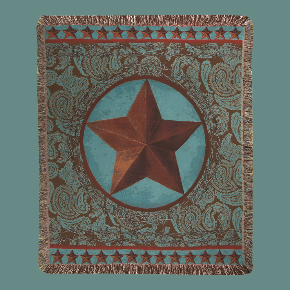 Western Star Red Tapestry Throw -50X60 Woven Throw