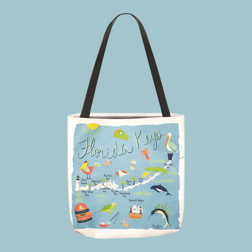 Florida Keys Map 18" Tote Bag