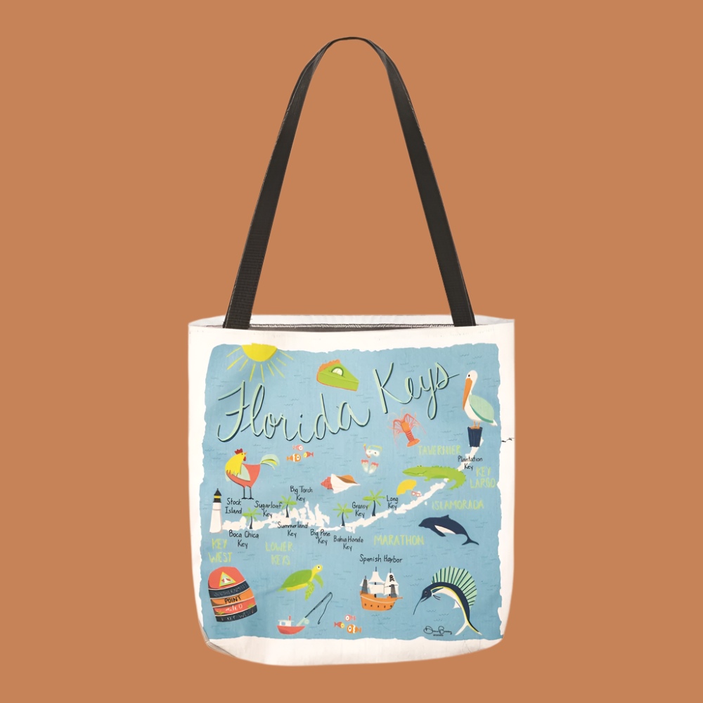 Florida Keys Map 18" Tote Bag