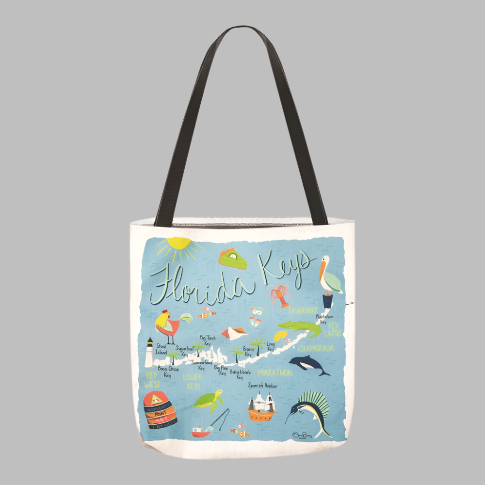 Florida Keys Map 18" Tote Bag