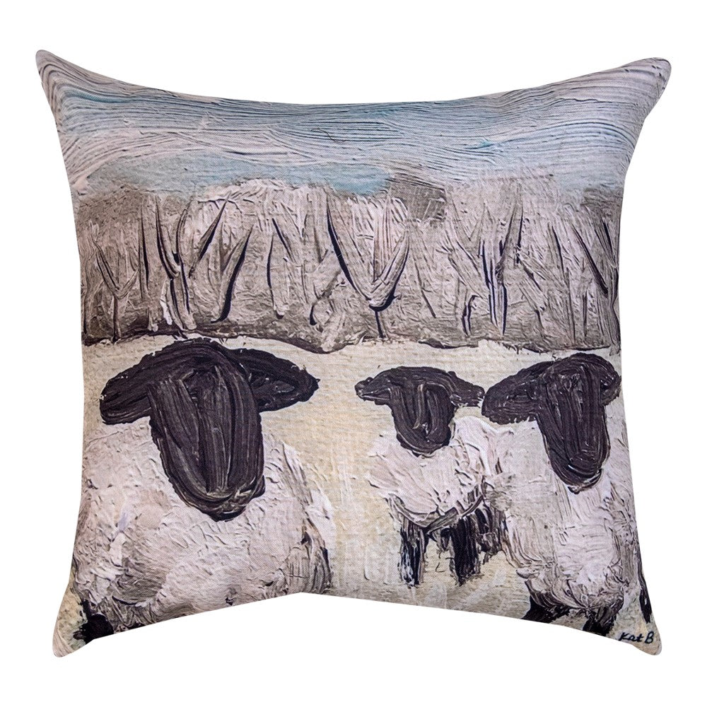 Throw Pillow-Paint Splotch Sheep Climaweave Pillow 18 inch Indoor/Outdoor