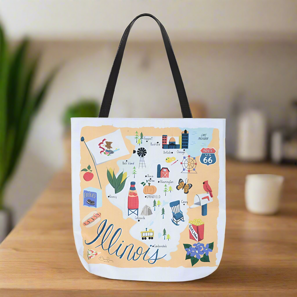 Illinois Map 18" Tote Bag