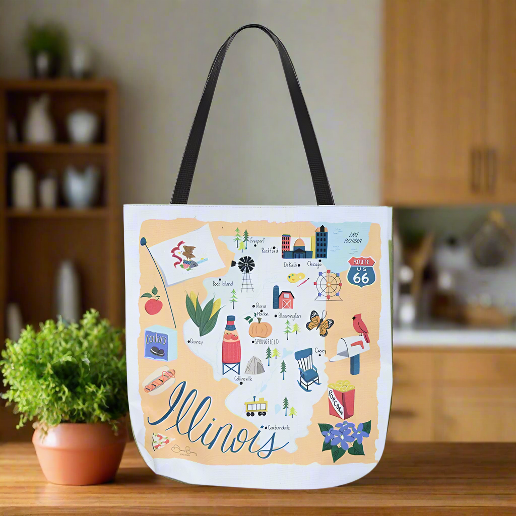 Illinois Map 18" Tote Bag