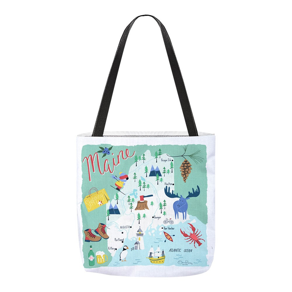 MAINE MAP 18 PRINTED TOTE