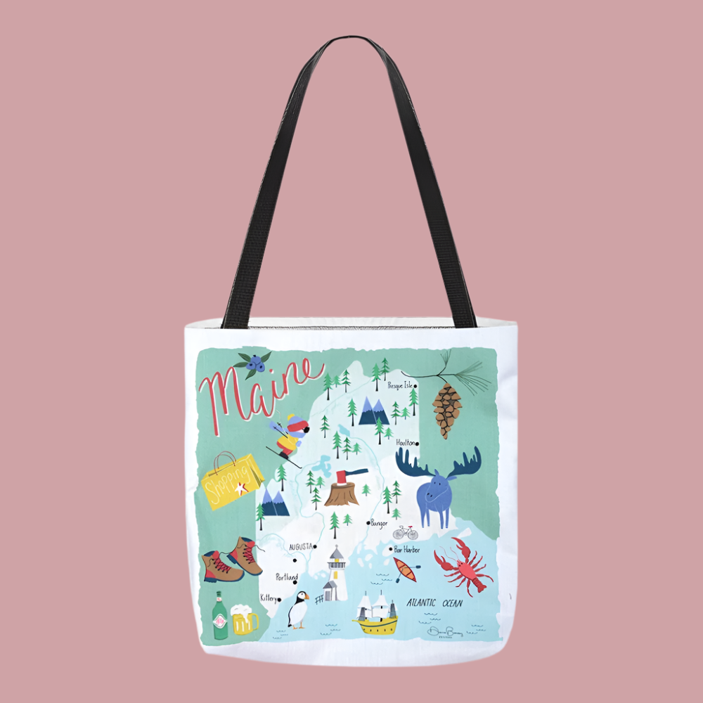 MAINE MAP 18 PRINTED TOTE