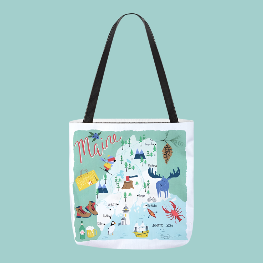 MAINE MAP 18 PRINTED TOTE