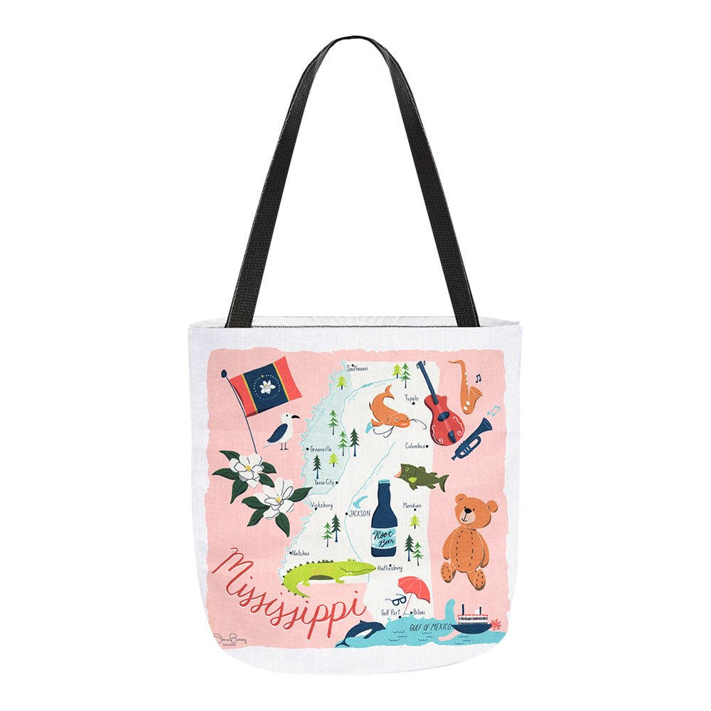 Mississippi Map 18" Tote Bag