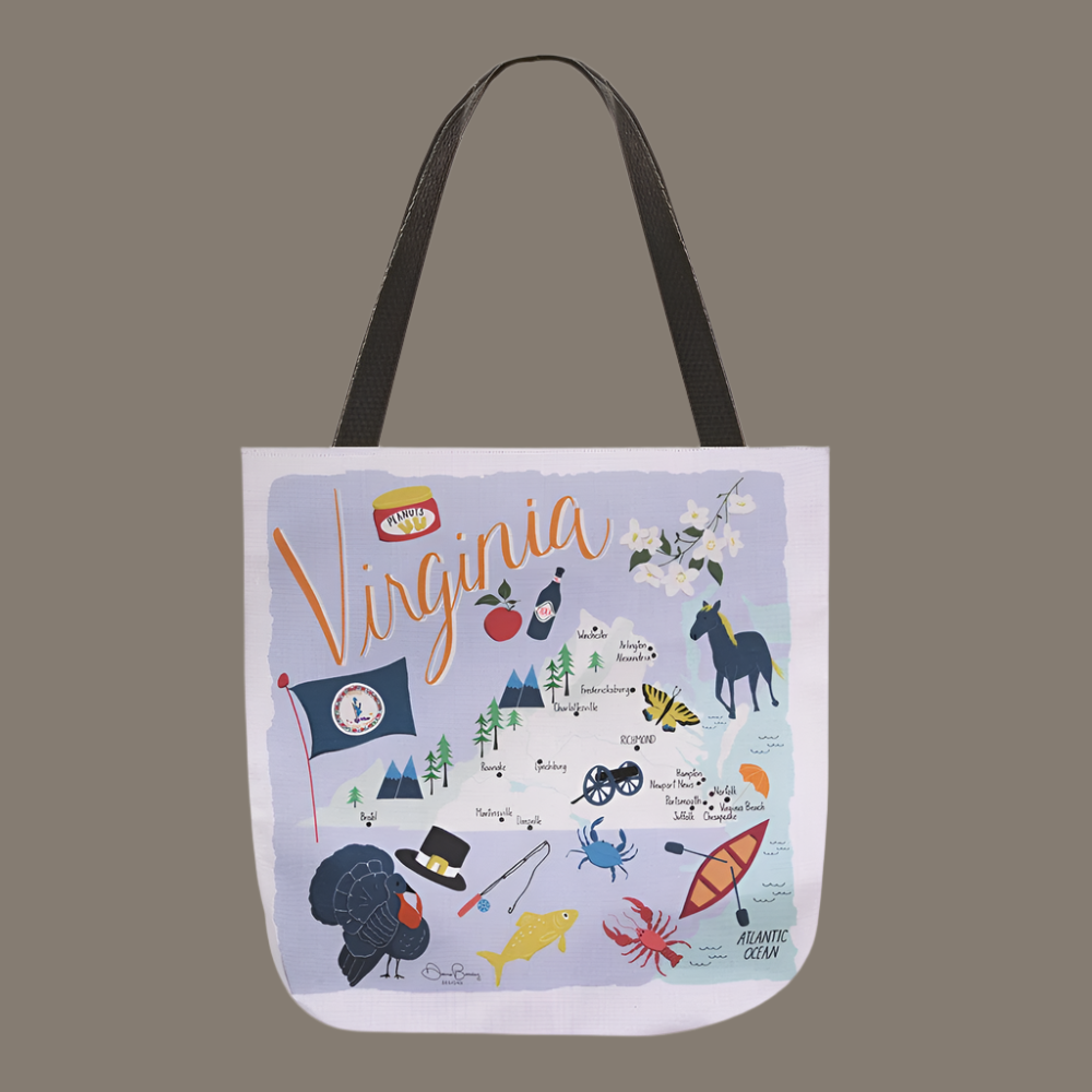 Virginia Map 18" Tote Bag