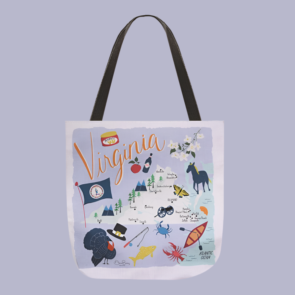 Virginia Map 18" Tote Bag