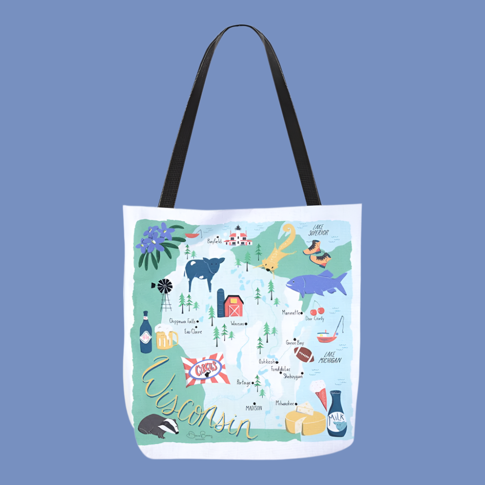 Wisconsin Map 18" Tote Bag