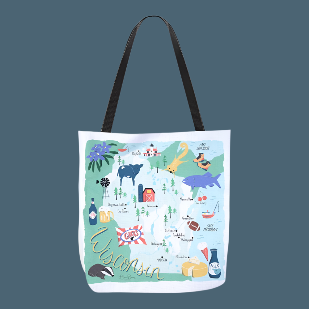 Wisconsin Map 18" Tote Bag