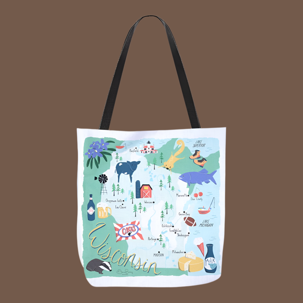 Wisconsin Map 18" Tote Bag