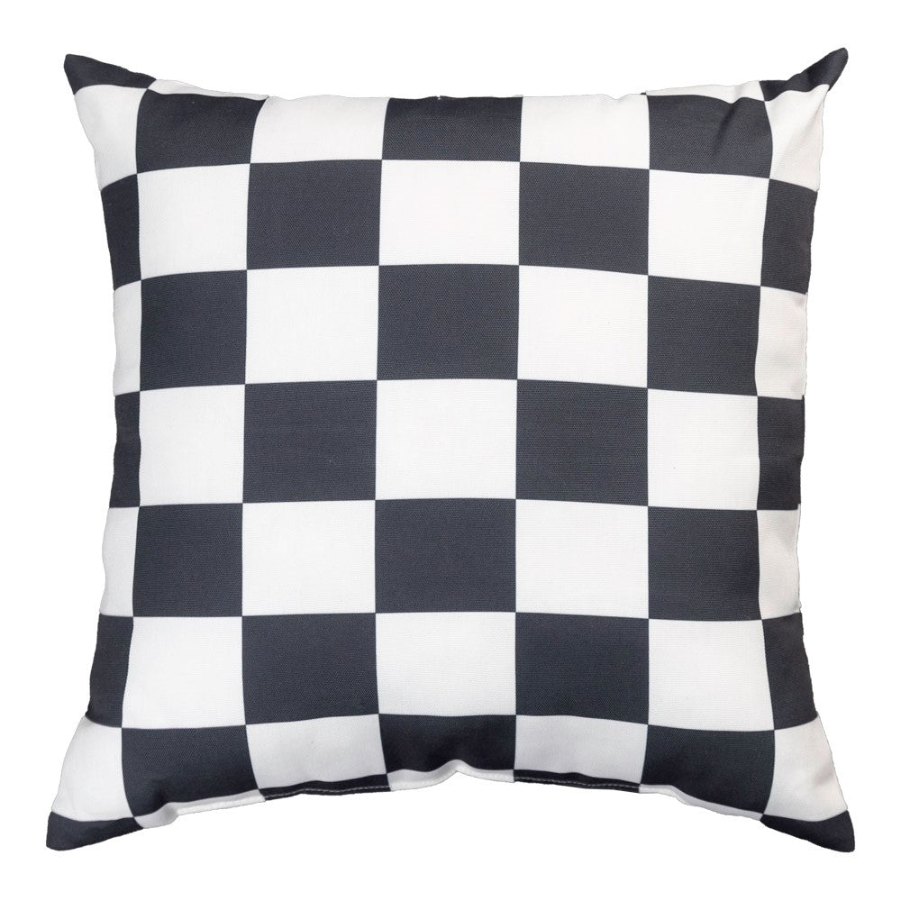 Throw Pillow, Checkerboard Black Climaweave Pillow 18" Indoor/Outdoor