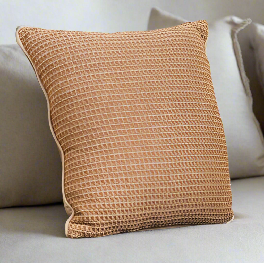 Zig Zag Bronze Pillow 21x21 Woven Pillow