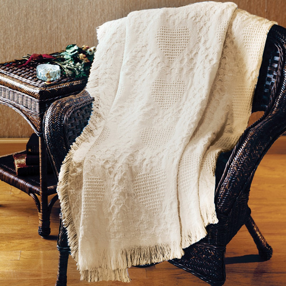Basket Weave Hearts 2-Layer Throw -46X60 Woven Throw