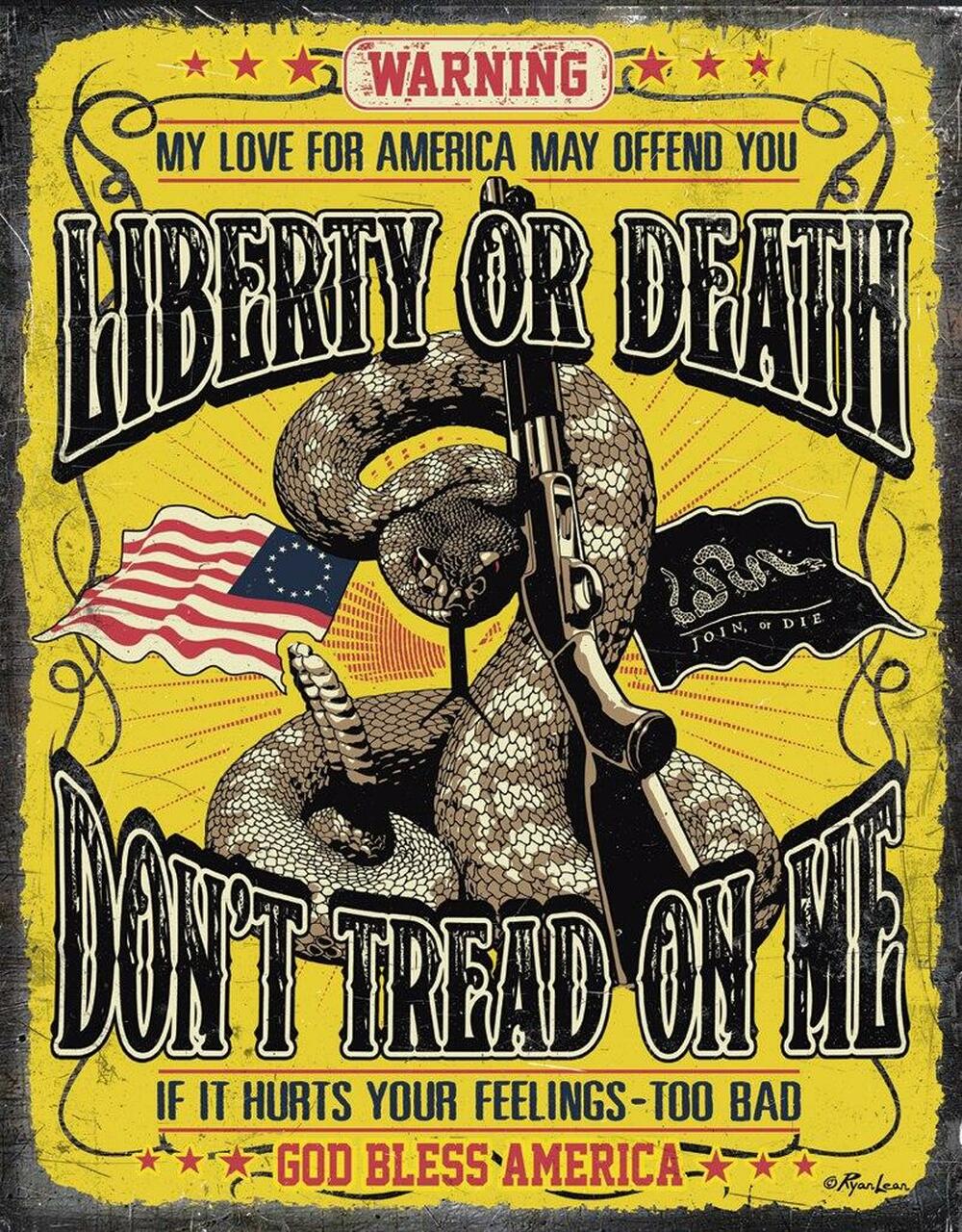 Don't Tread On Me - Warning - 12.5"Wx16"H - Tin Sign