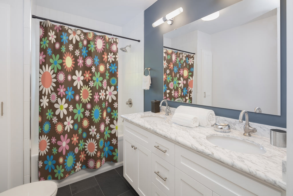 Shower Curtains 71x74 Retro Flower