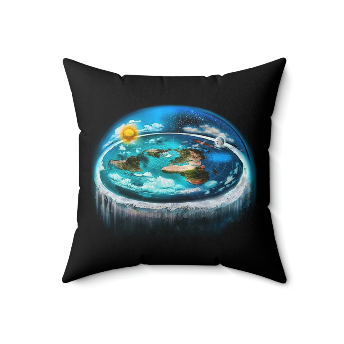 Flat Earth Spun Polyester Square Pillow