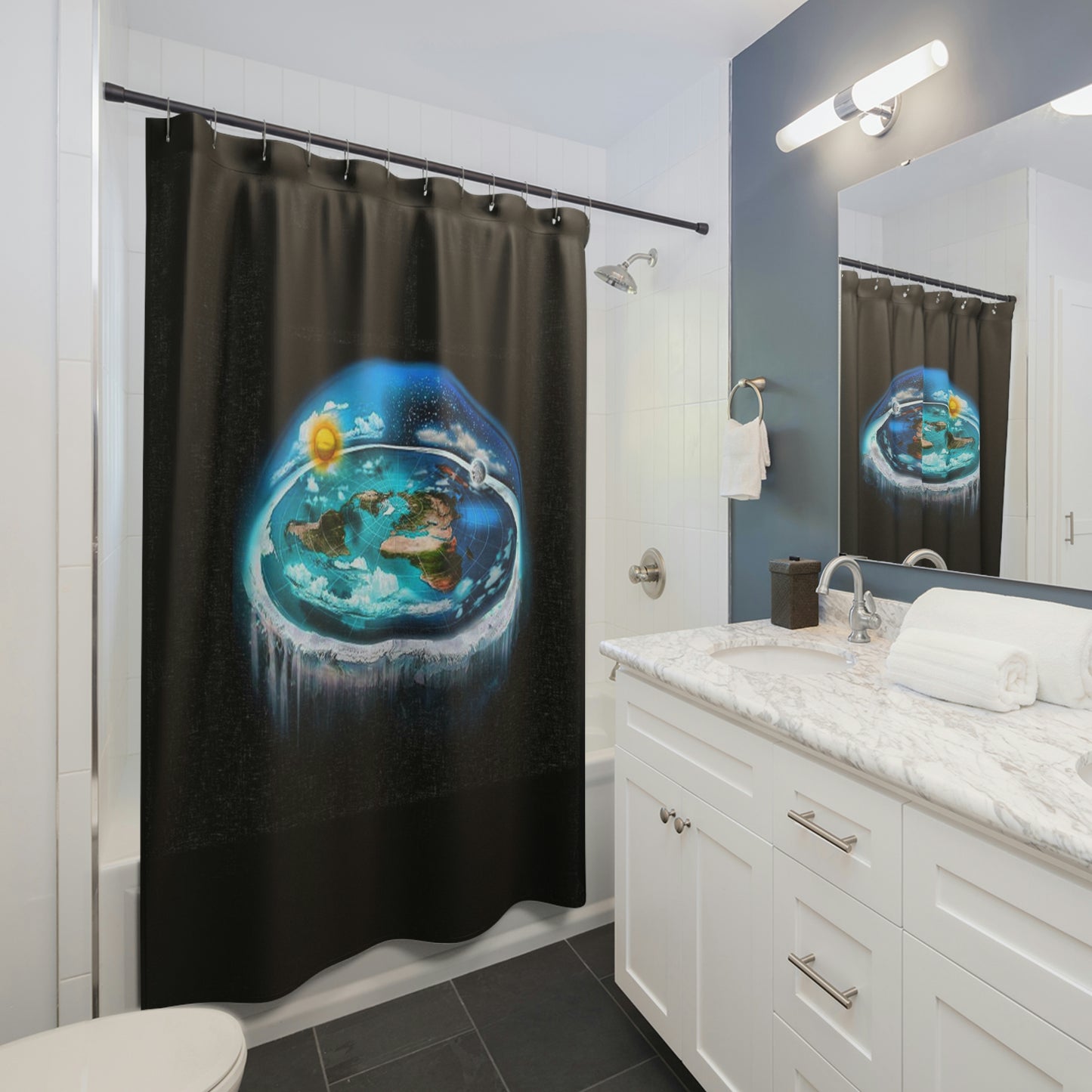 Flat Earth Shower Curtains
