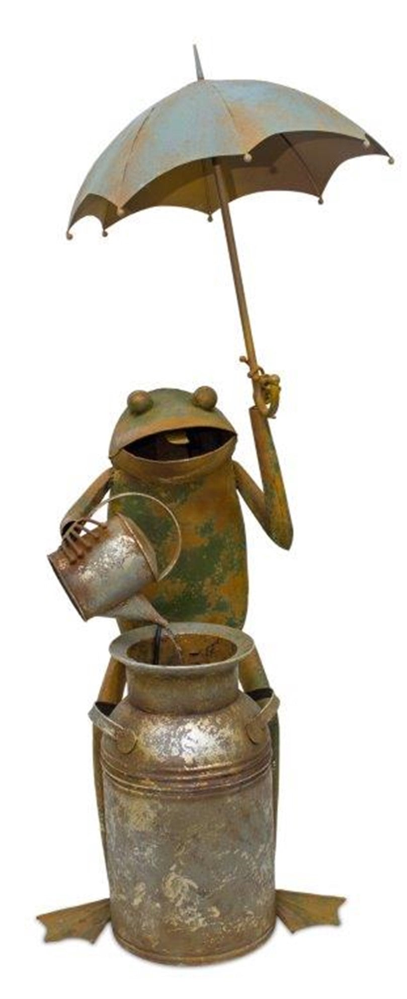 FROG W/UMBRELLA FOUNTAIN 22inL X 53.75inH IRON