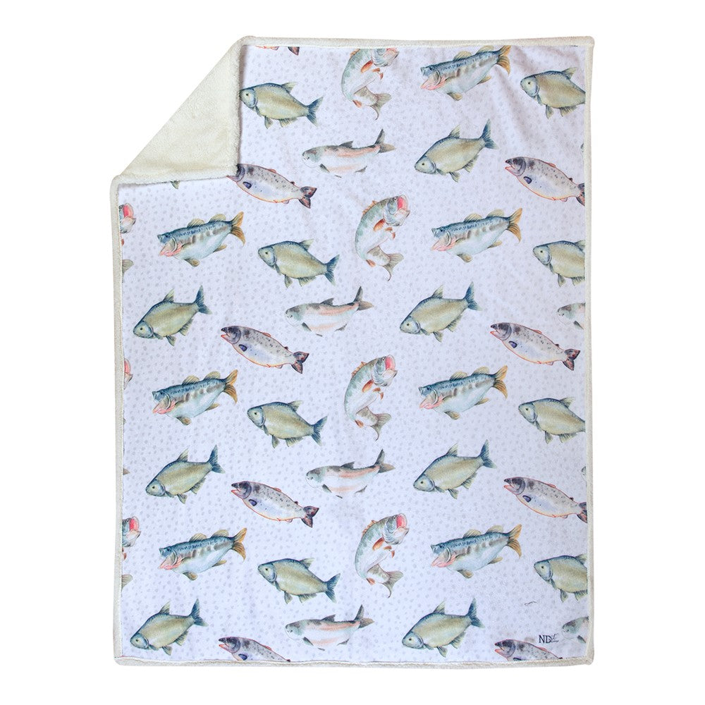 Sherpa Fleece Throw - Lodge Fishing 50"x60" Fleece Throw Blanket