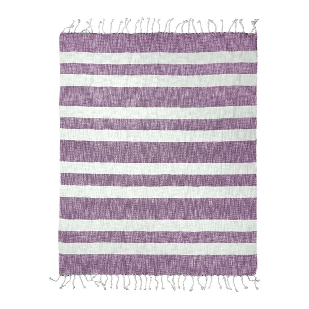 Cotton Stripe Lavender Throw