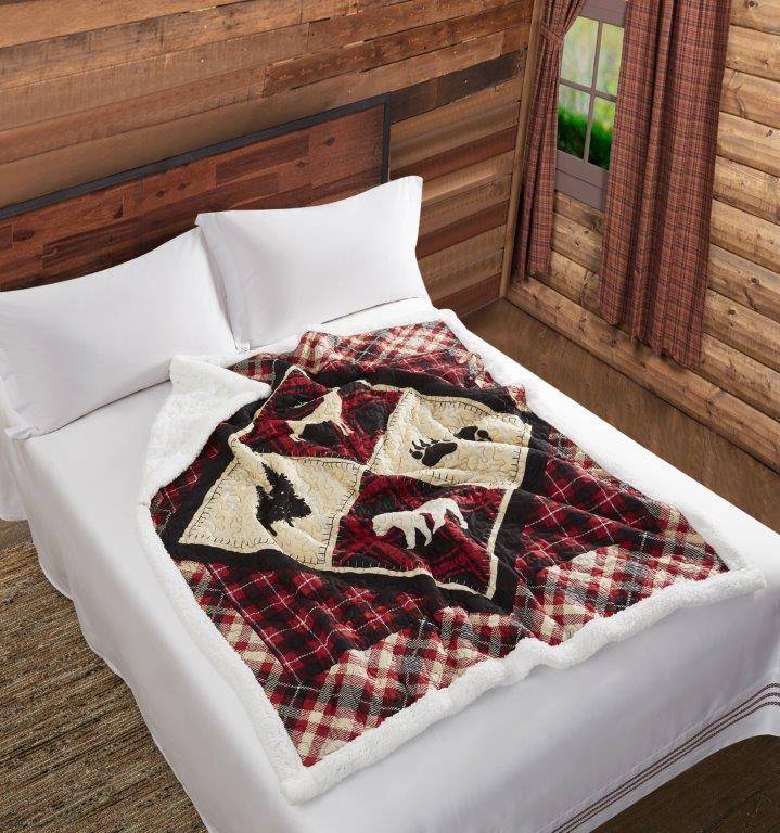 Diamond Bear - Quilted Fleece Lined Throw - 50x60"