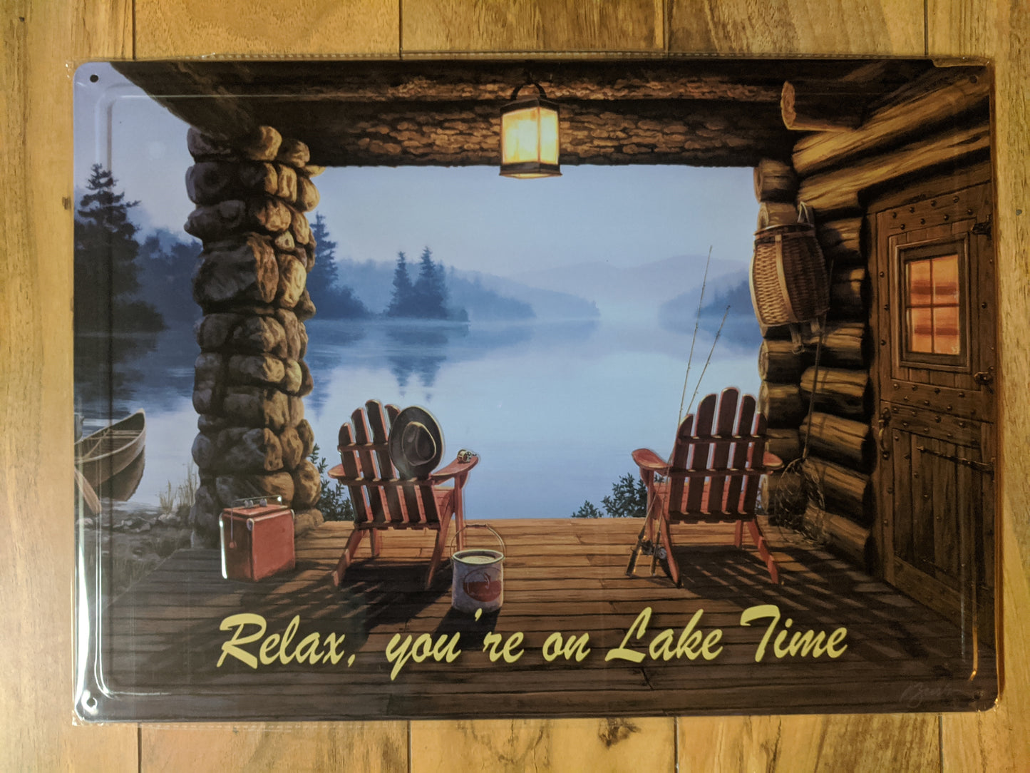 Relax Your on Lake Time - 12x17 Tin Sign