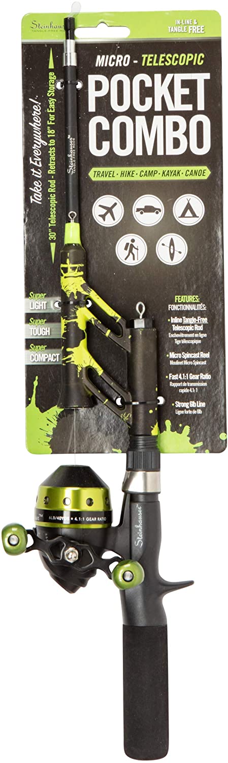 Profishiency Telescopic Fishing Rod and Spincast Reel Combo Micro Series - for Both Kids and Adults