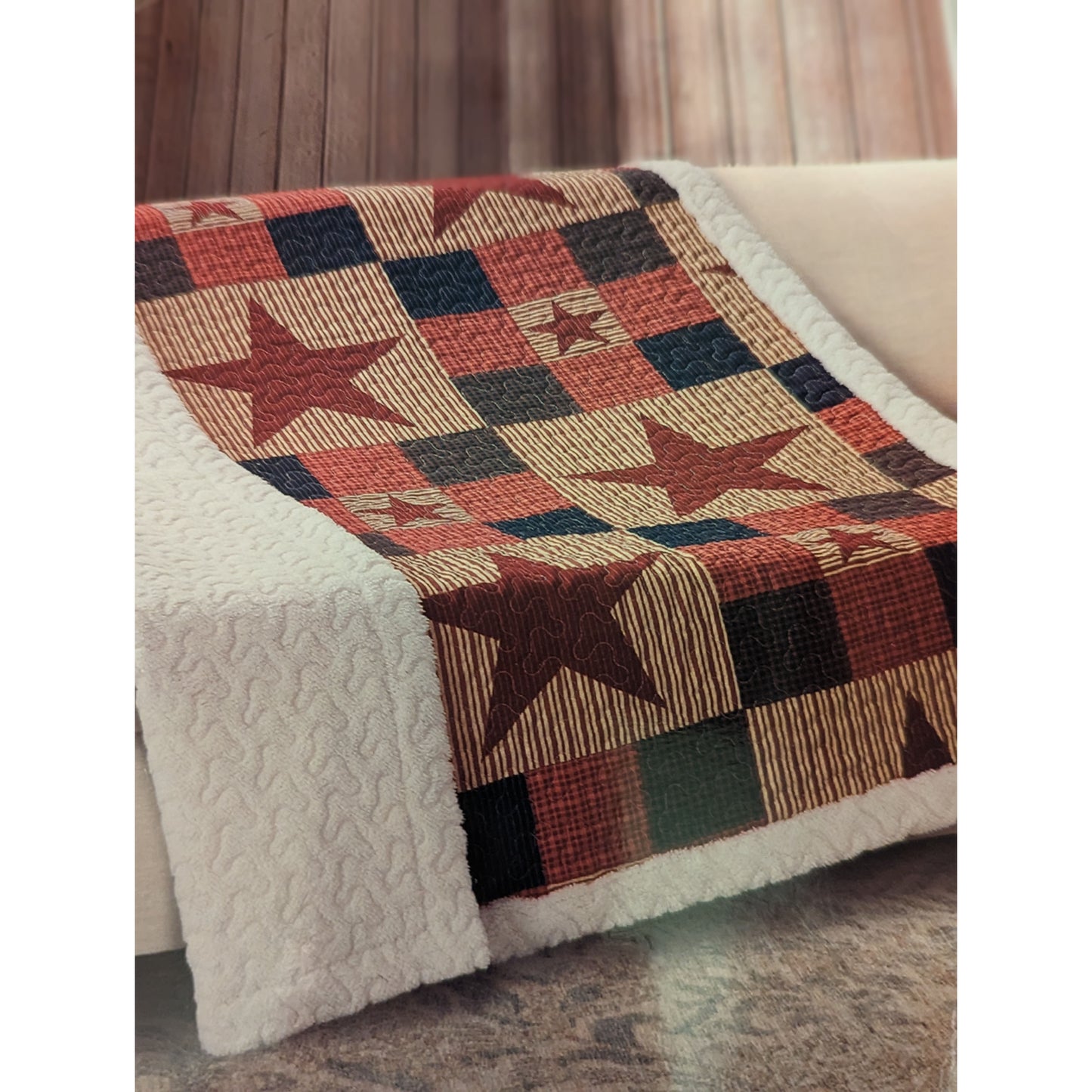 Mountain Cabin Red - Quilted Sherpa Throw