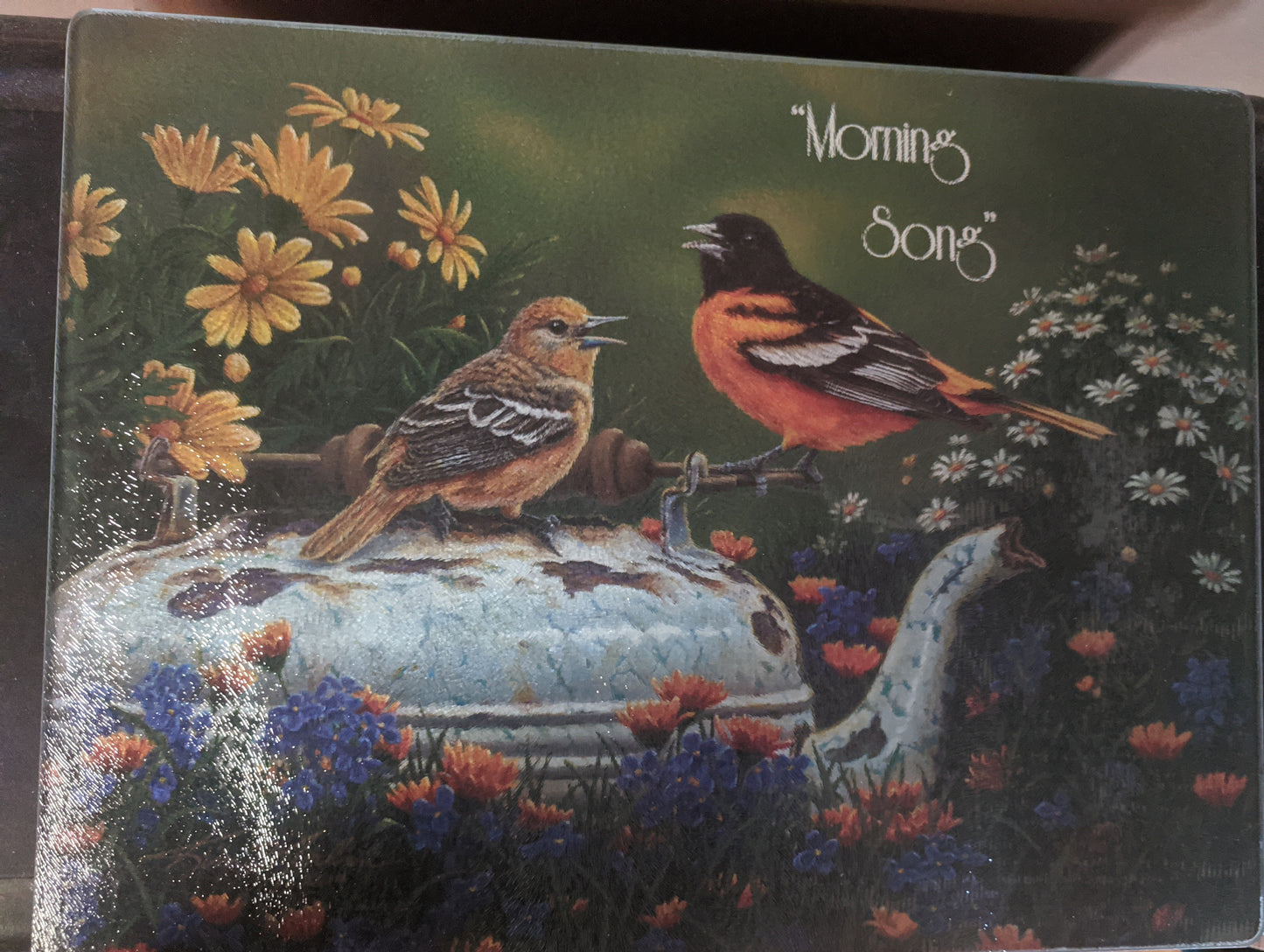Morning Song Tempered Glass Cutting Board 12"x16"