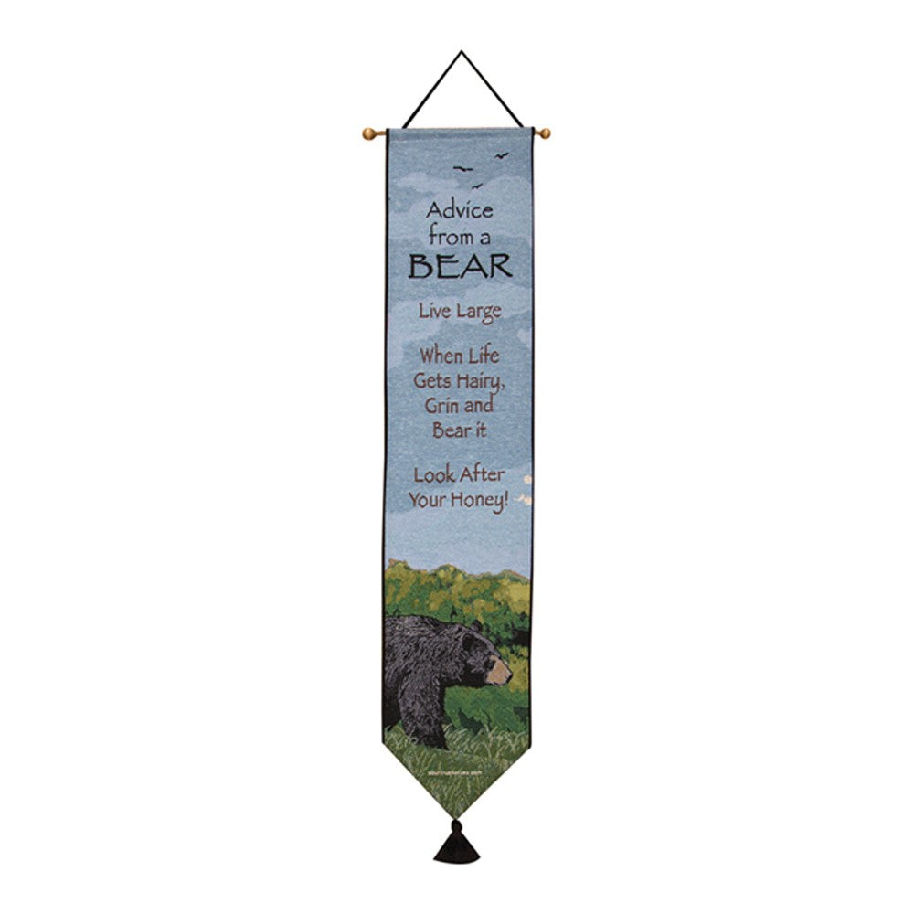 Advice From A Bear-9X41 Woven Tapestry Bell Pull