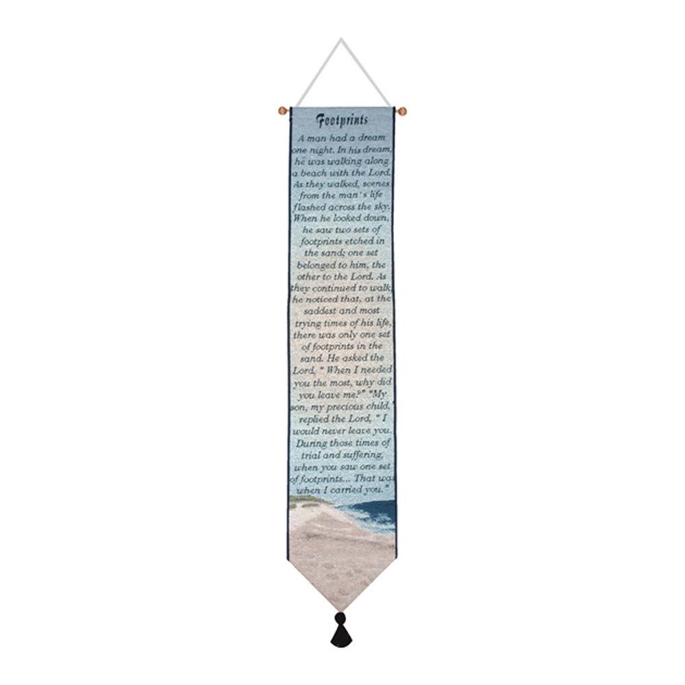 Footprints-9X41 Woven Tapestry Bell Pull