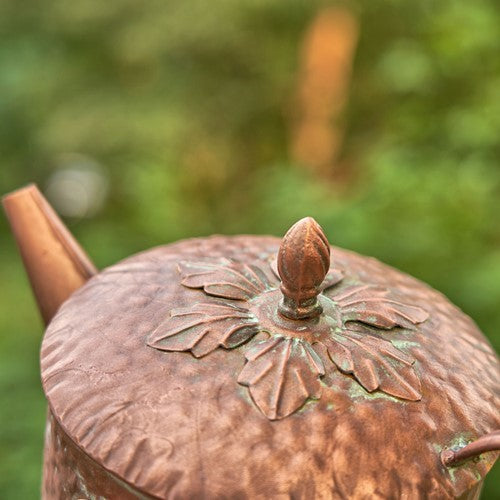 Antique Copper Teapot Birdhouse Garden Stake Round Classic Teapot