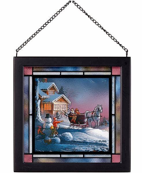 Winter Wonder Framed 9X9 Stained Glass - Redlin