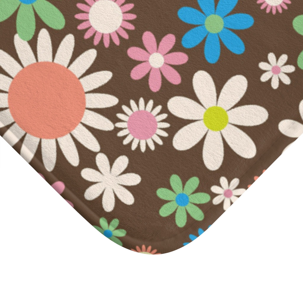 Bath Mat Retro Flowers Small & Large Sizes