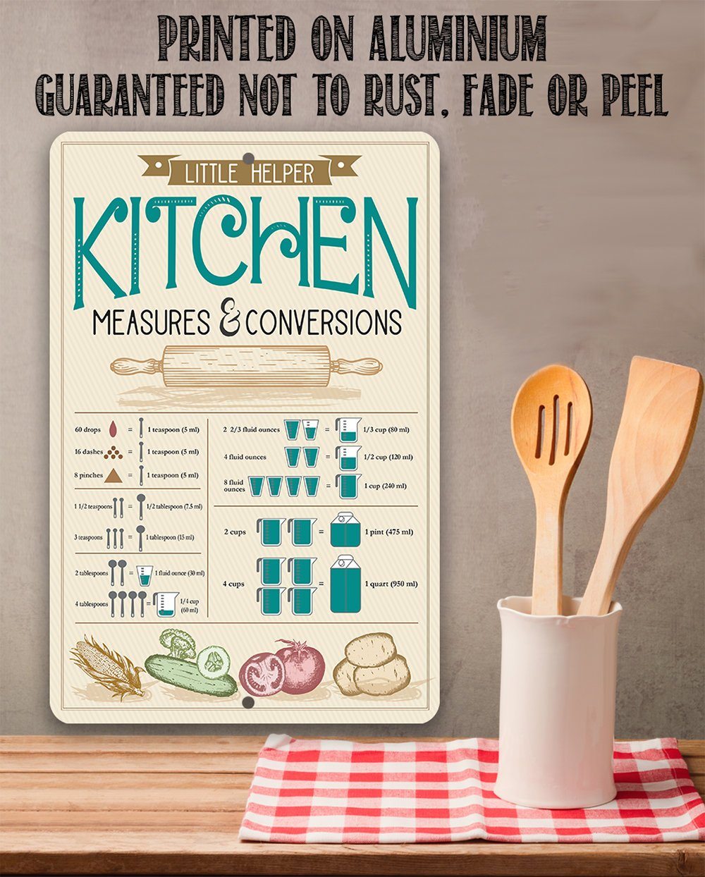 Kitchen Conversions - Metal Sign - 8x12" - Made in the USA !