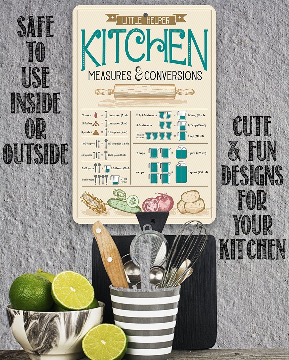 Kitchen Conversions - Metal Sign - 8x12" - Made in the USA !